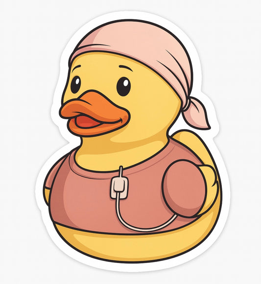 Medical Disorder/Disease Patient Rubber Duck Sticker by Reed’s Rubber Ducks-Pink Outfit