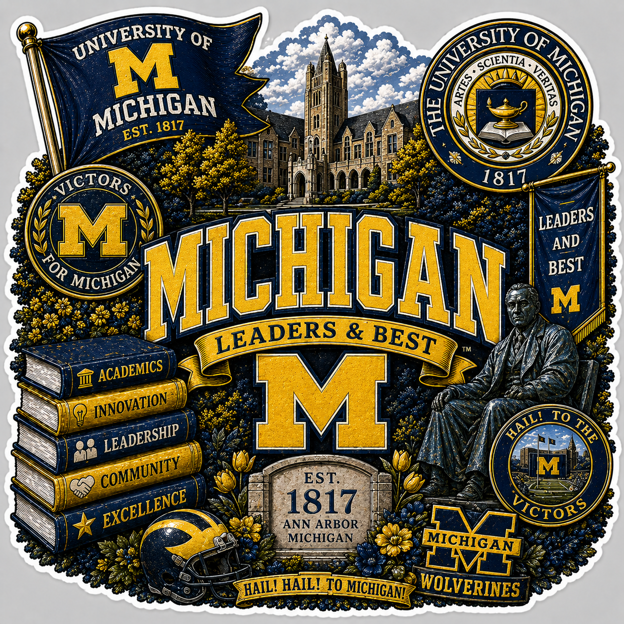University of Michigan Die-Cut  Sticker by Reed’s Rubber Ducks