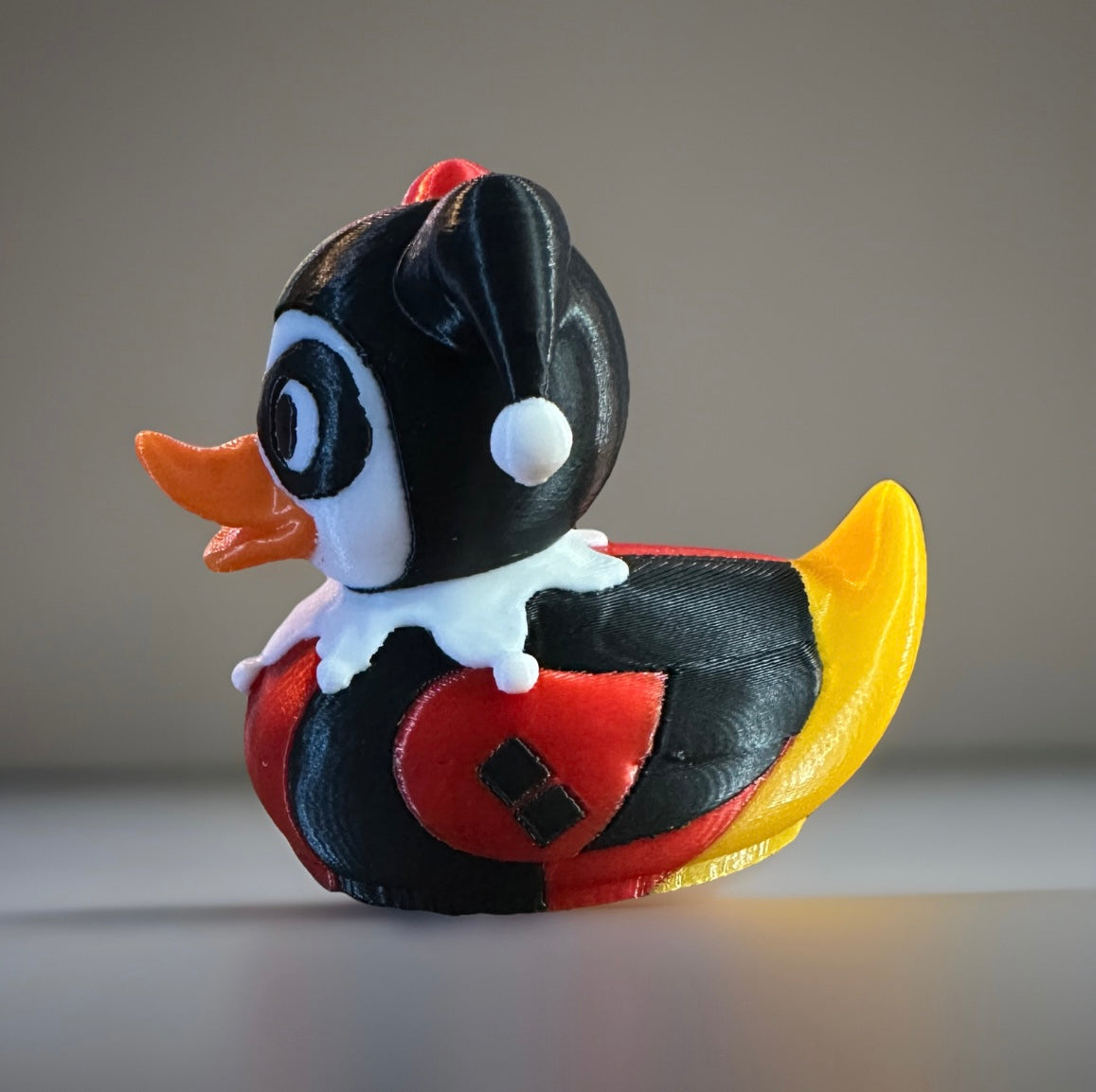Harley Quinn 3D Printed Duck made by Reeds Rubber Ducks and Sensory Shop