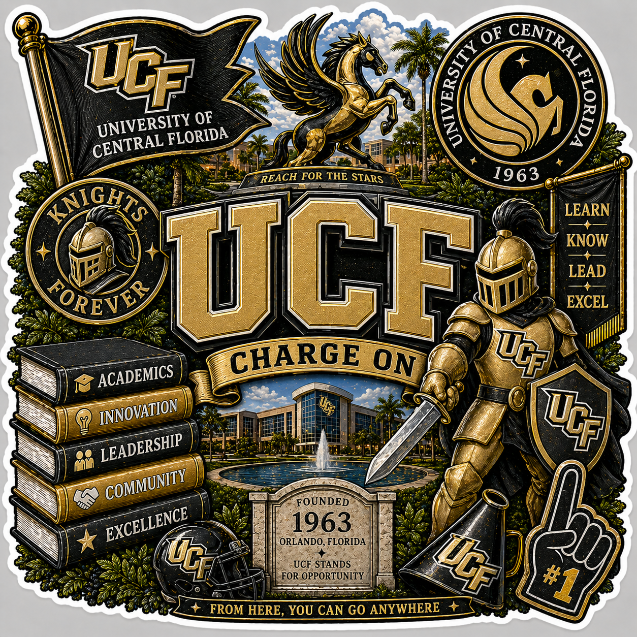 UCF Die-Cut Waterproof Vinyl Sticker by Reed’s Rubber Ducks