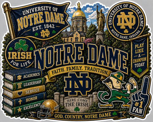 Notre Dame Die-Cut Waterproof Vinyl Sticker by Reed’s Rubber Ducks