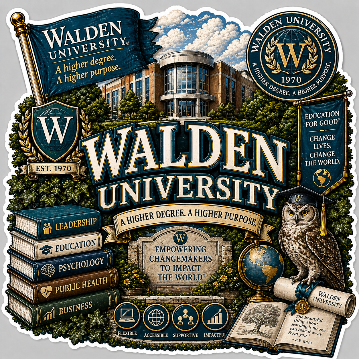 Walden University Die-Cut Waterproof Vinyl Sticker by Reed’s Rubber Ducks