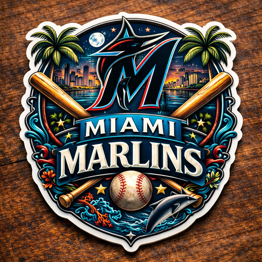 Miami Marlins Die-Cut Vinyl Waterproof Sticker