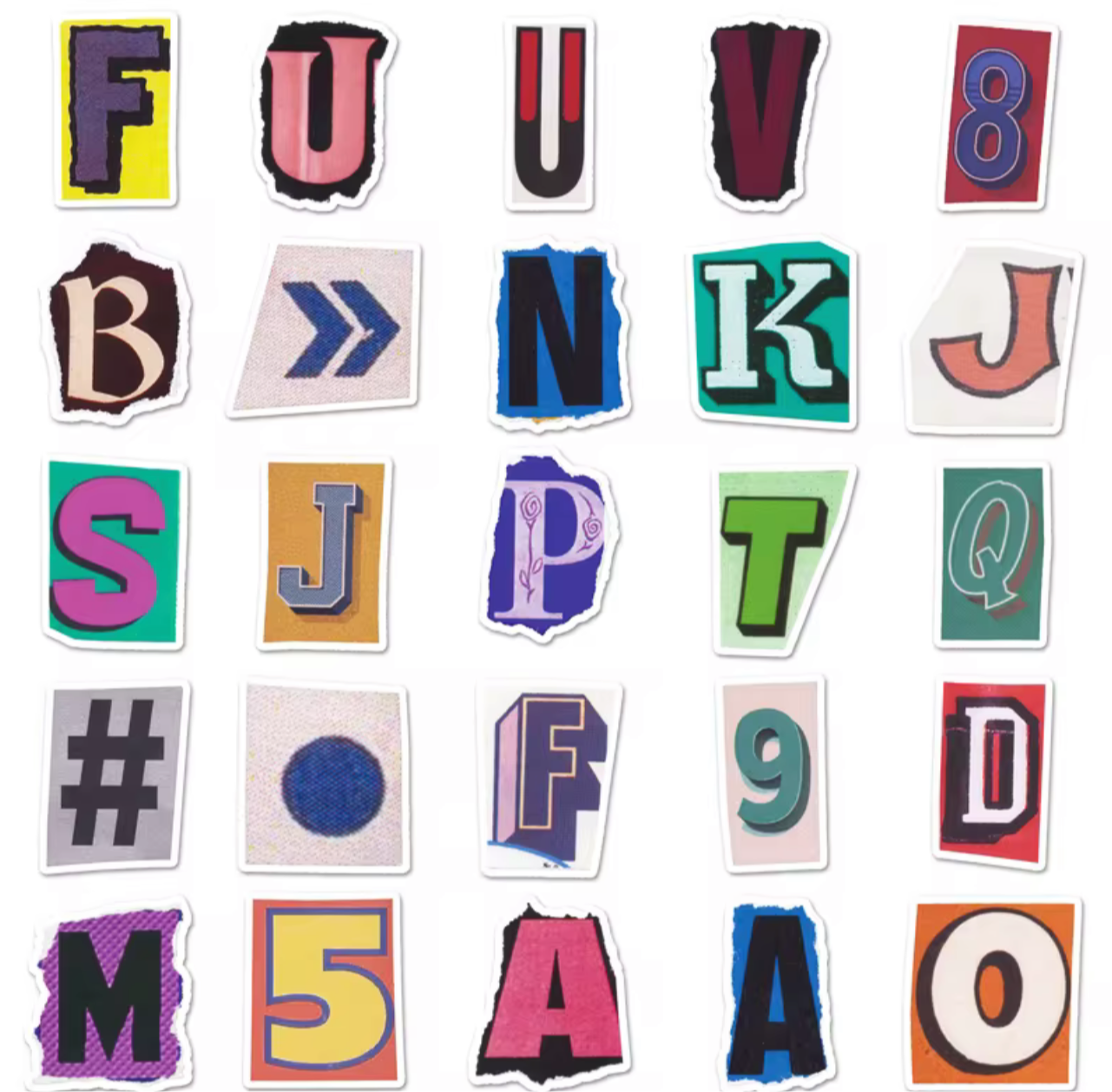 100 Pcs Multi Colored Alphabet Vinyl Stickers