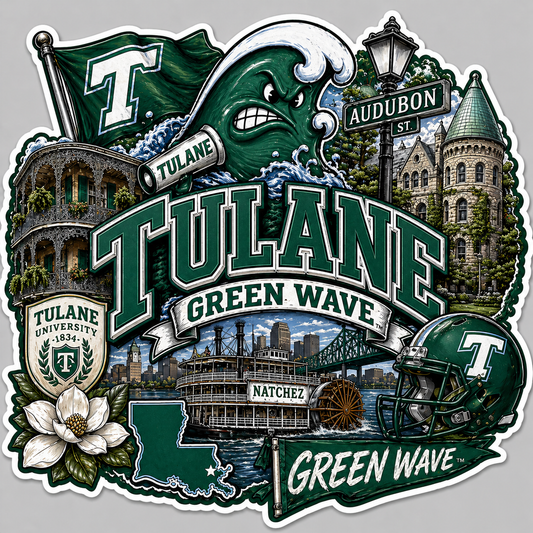Tulane Die-Cut Waterproof Vinyl Sticker by Reed’s Rubber Ducks