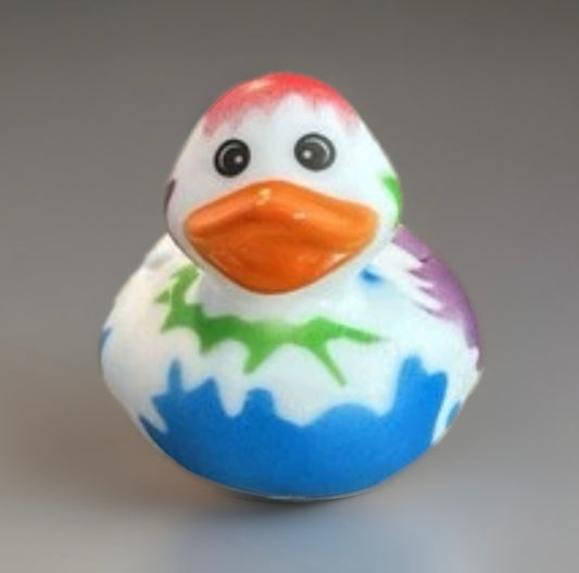 White Paint Splatter Rubber Duck 2”
