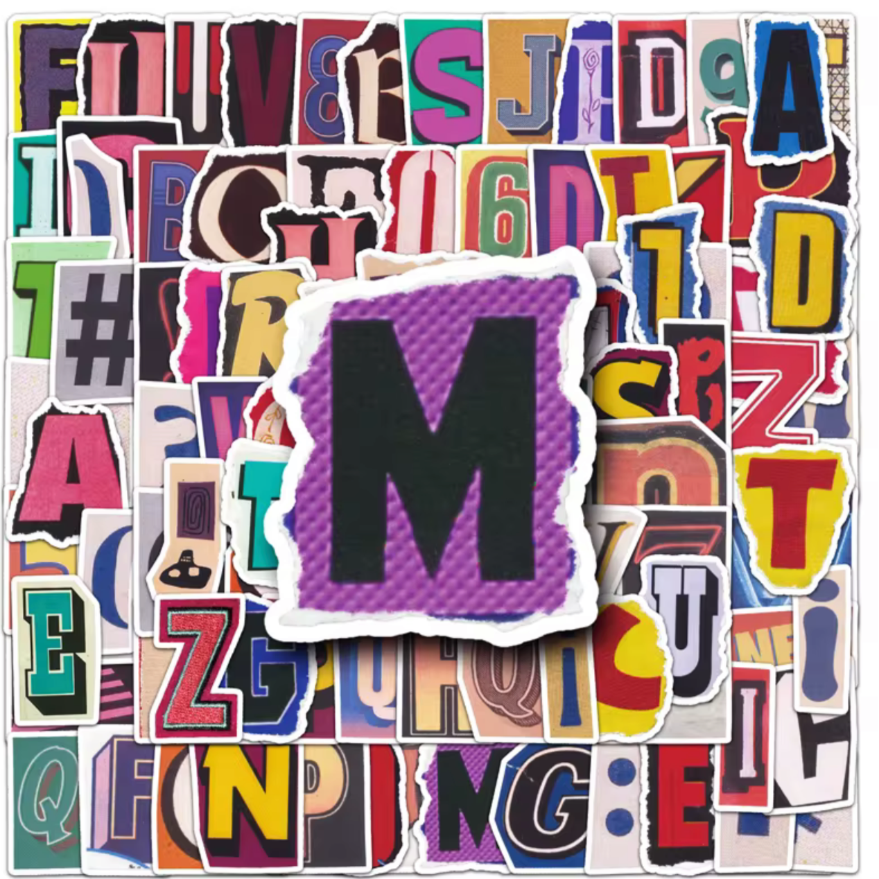 100 Pcs Multi Colored Alphabet Vinyl Stickers