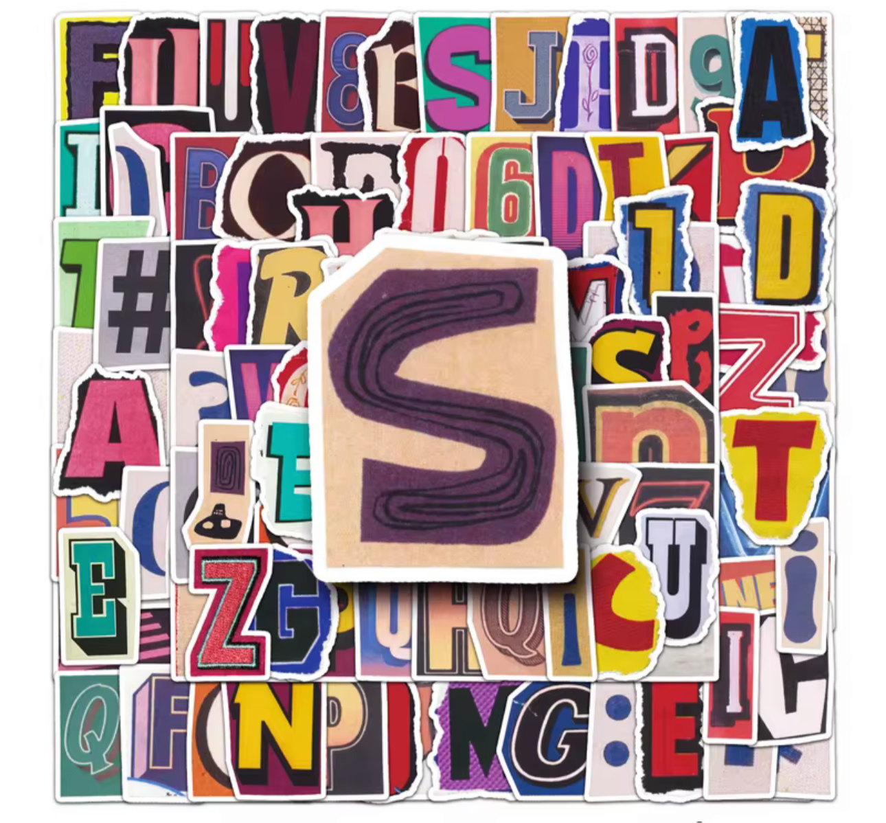 100 Pcs Multi Colored Alphabet Vinyl Stickers