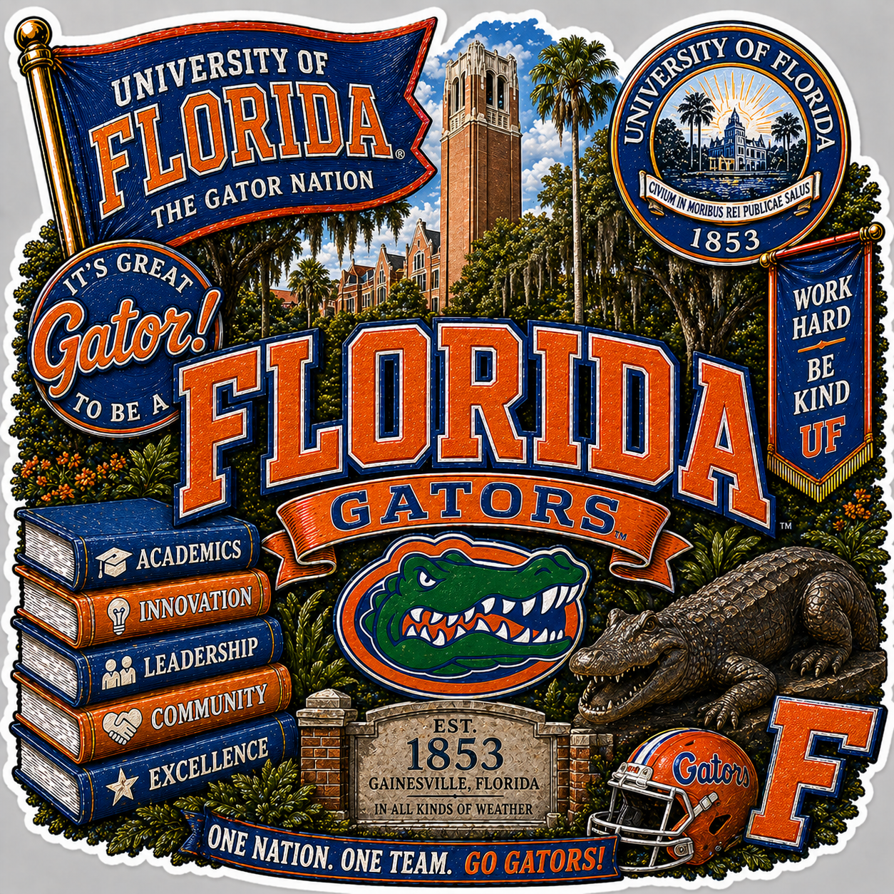 Florida Gators Die-Cut Waterproof Vinyl Sticker by Reed’s Rubber Ducks