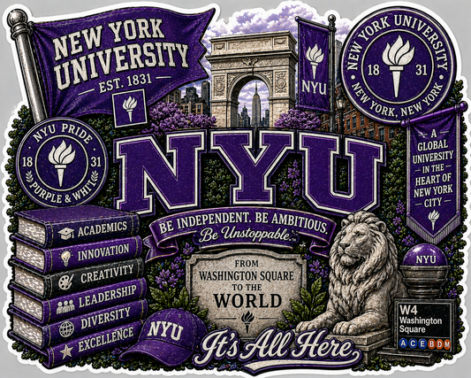 NYU Die-Cut Waterproof Vinyl Sticker by Reed’s Rubber Ducks