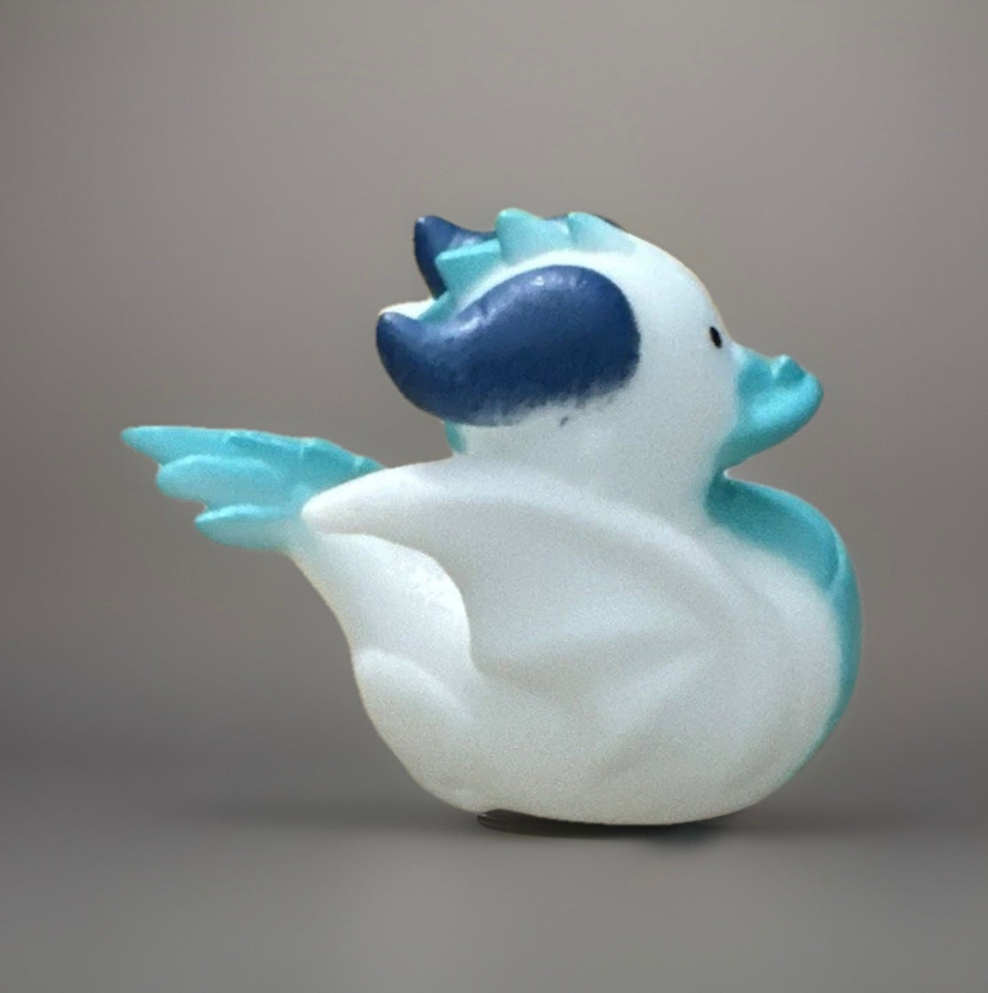 Blue White and Turquoise Dragon Rubber Duck 2”