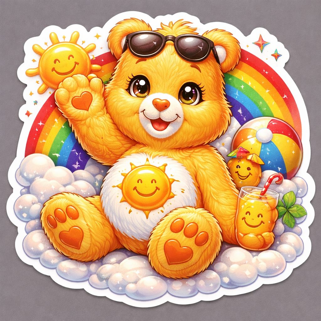 Care Bears Funshine Bear Die-Cut Sticker by Reed’s Rubber Ducks