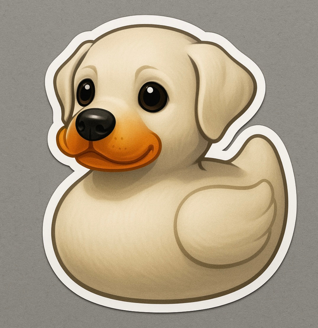 White Lab Rubber Duck Sticker by Reed’s Rubber Ducks