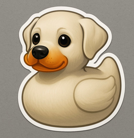White Lab Rubber Duck Sticker by Reed’s Rubber Ducks