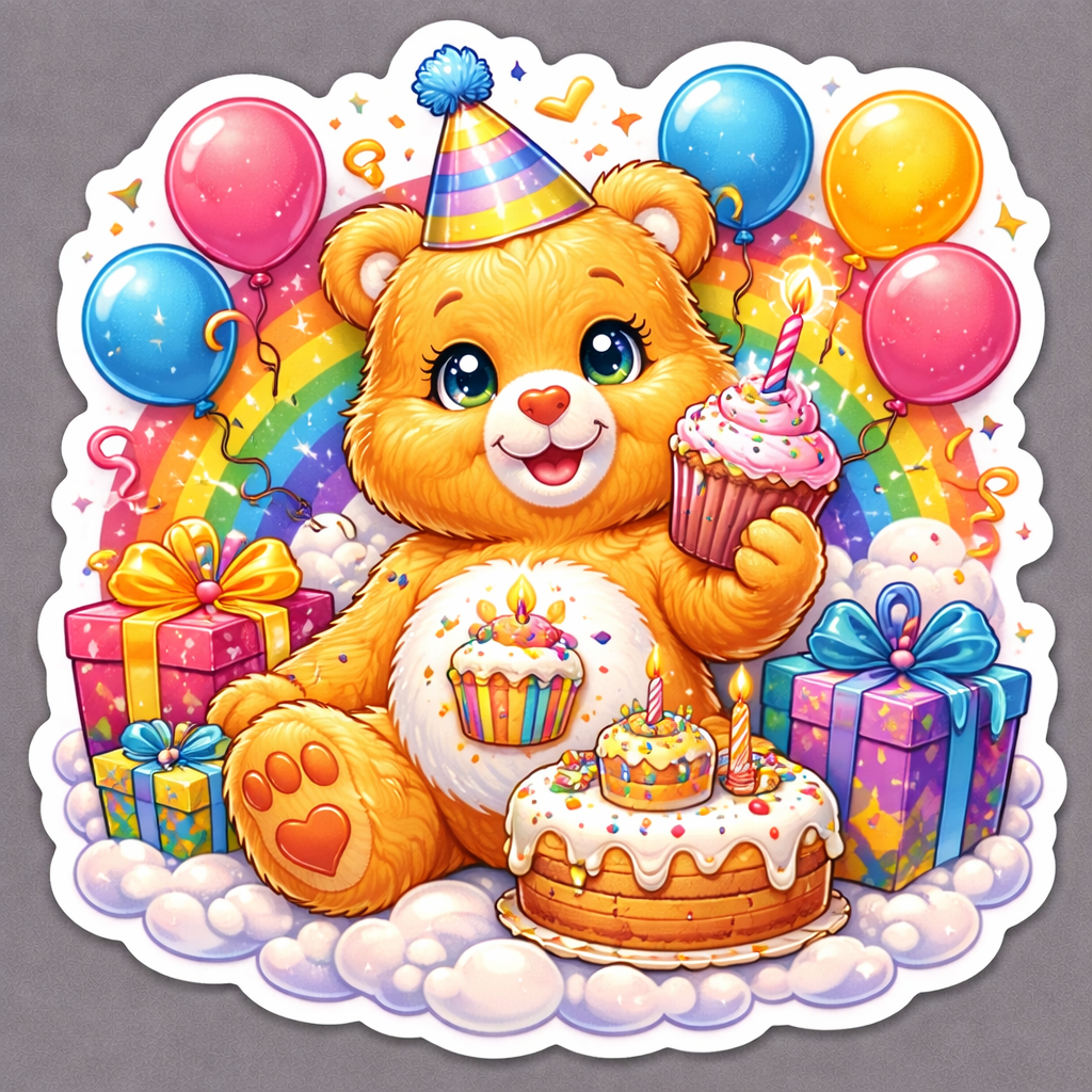 Care Bears Birthday Bear Die-Cut Sticker by Reed’s Rubber Ducks
