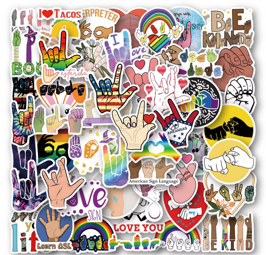 50Pcs ASL Vinyl Stickers