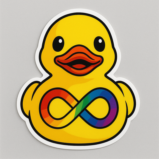 Autism infinity Rubber Duck Sticker by Reed’s Rubber Ducks.