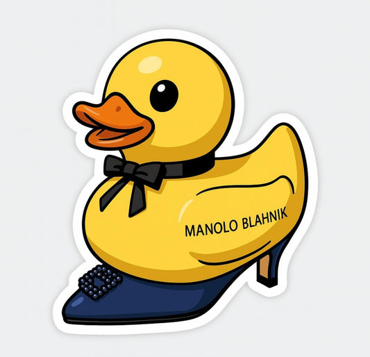 Manolo Blahnik Rubber Duck Sticker by Reed’s Rubber Ducks