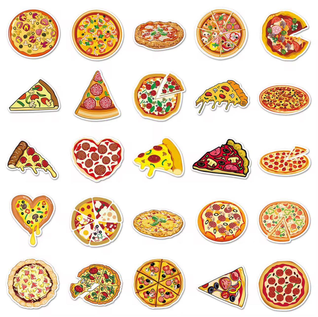 50Pcs Pizza Vinyl Stickers