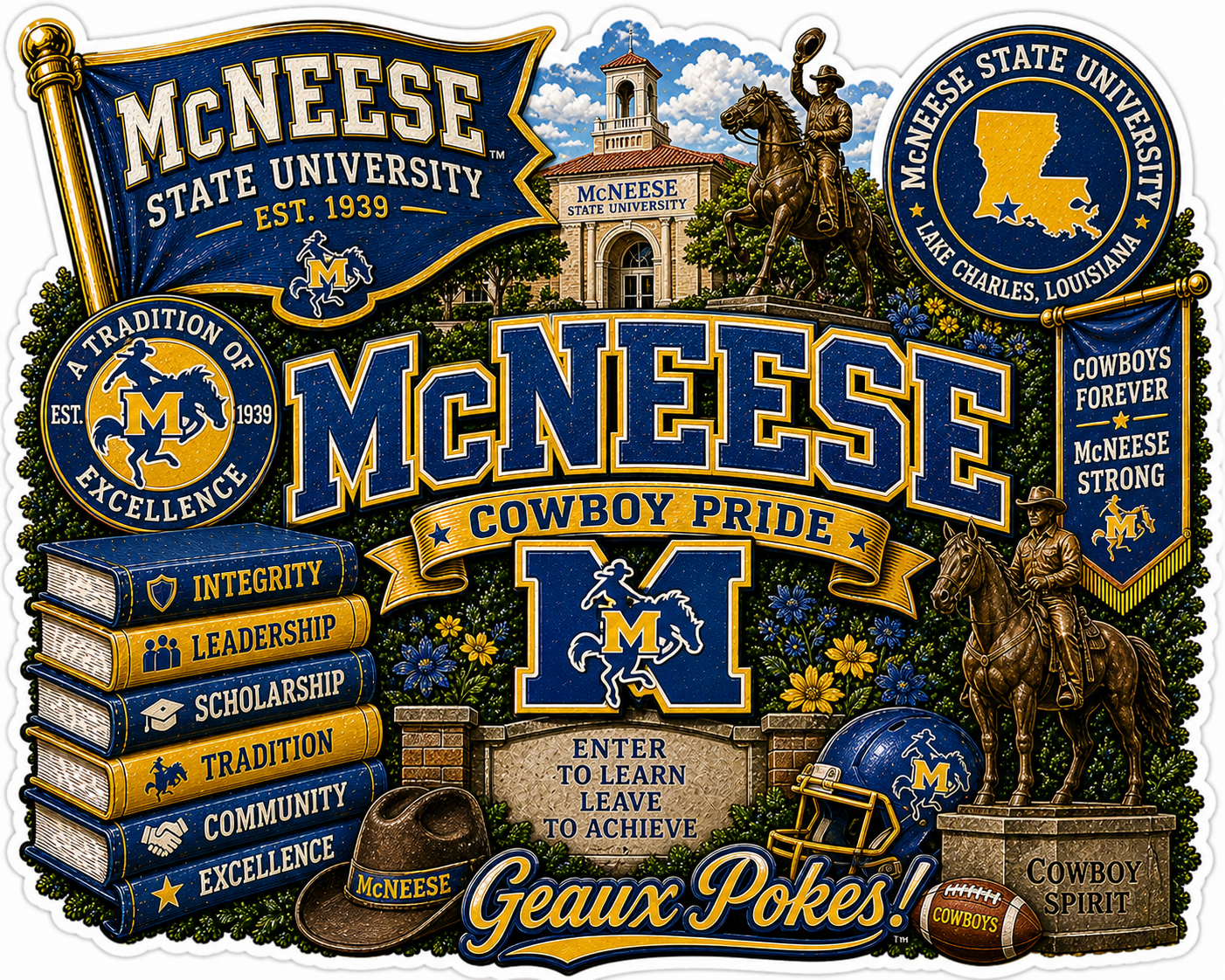 McNeese Die-Cut Waterproof Vinyl Sticker by Reed’s Rubber Ducks