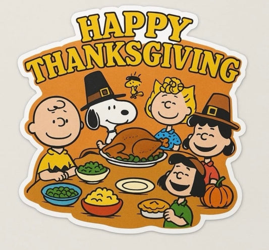 Charlie Brown Thanksgiving Die-cut Waterproof Vinyl Sticker by Reed’s Rubber Ducks