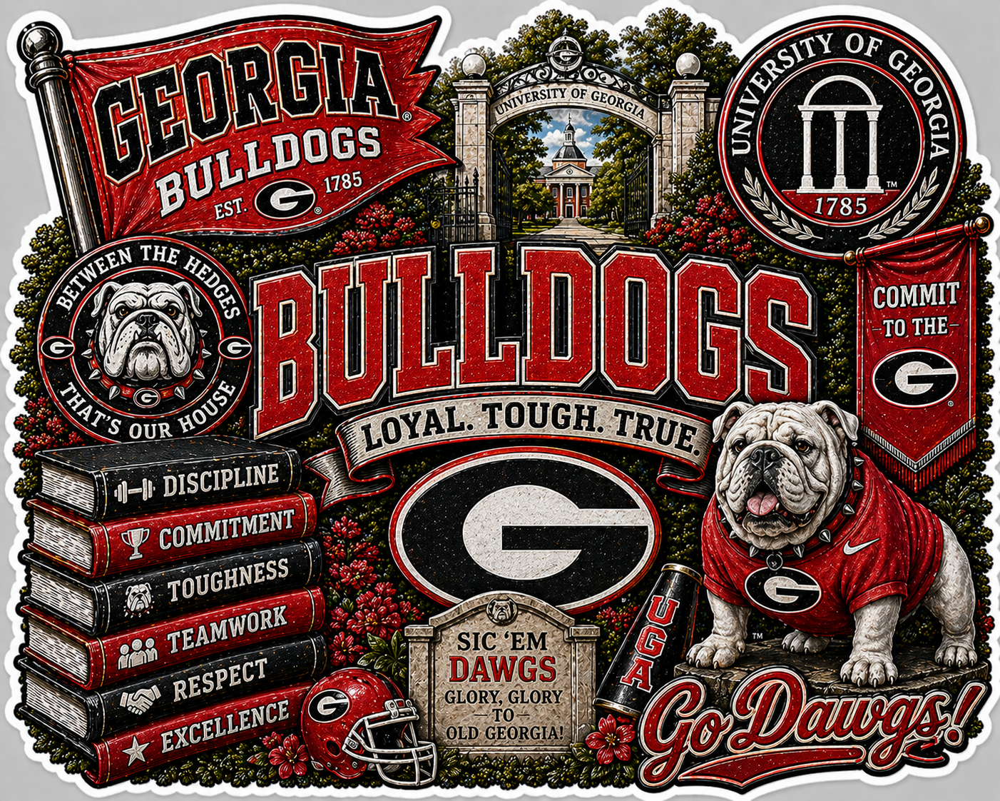 Georgia Bulldogs Die-Cut Waterproof Vinyl Sticker by Reed’s Rubber Ducks