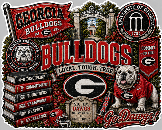 Georgia Bulldogs Die-Cut Waterproof Vinyl Sticker by Reed’s Rubber Ducks