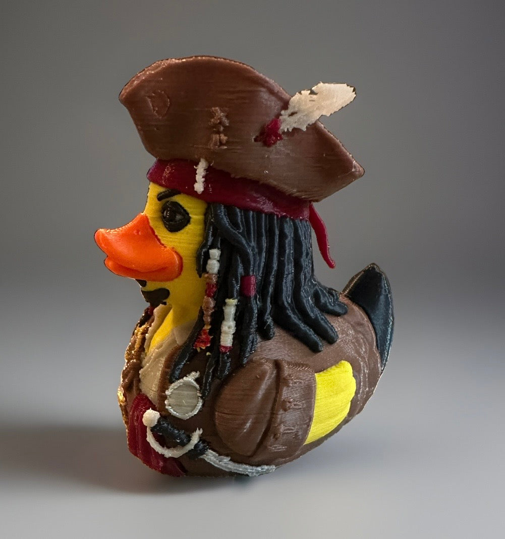 Pirates of the Caribbean Jack Sparrow 3D Printed Duck made by Reeds Rubber Ducks and Sensory Shop