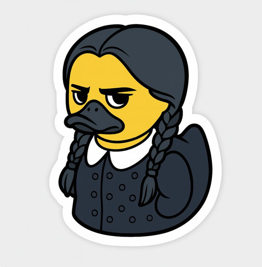 Wednesday Addams Rubber Duck Sticker by Reed’s Rubber Ducks