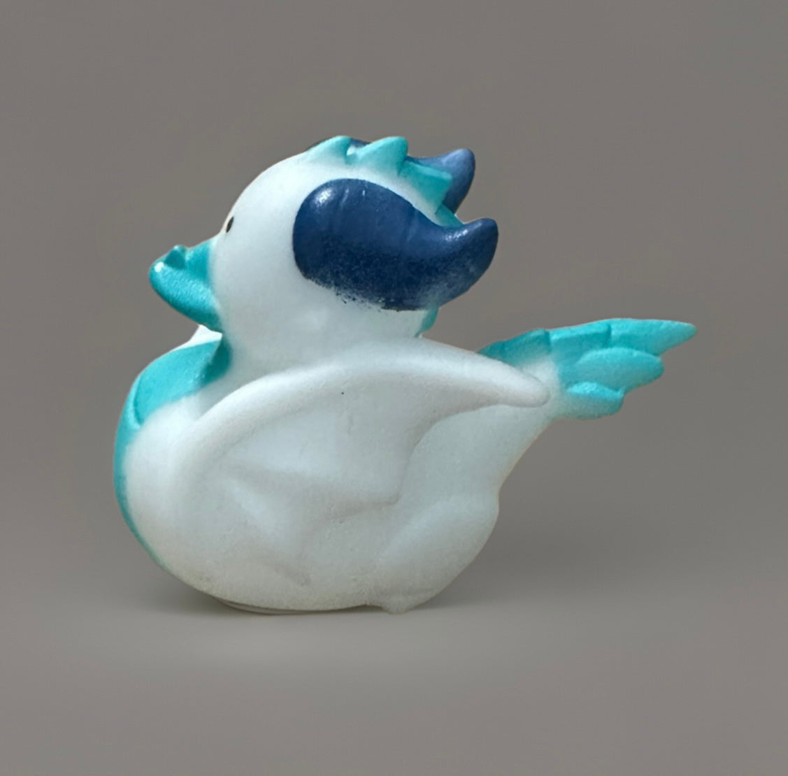 Blue White and Turquoise Dragon Rubber Duck 2”
