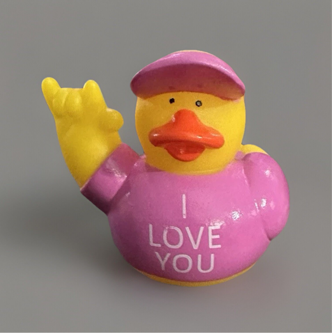 Pink ASL American Sign Language Rubber Duck 2”