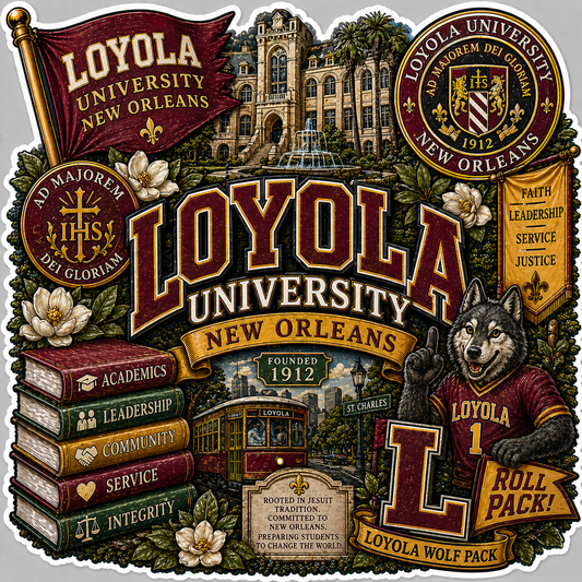 Loyola University of New Orleans Die-Cut Waterproof Vinyl Sticker by Reed’s Rubber Ducks