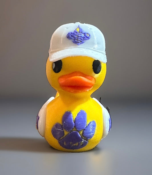 LSU 3D Printed Duck made by Reeds Rubber Ducks and Sensory Shop