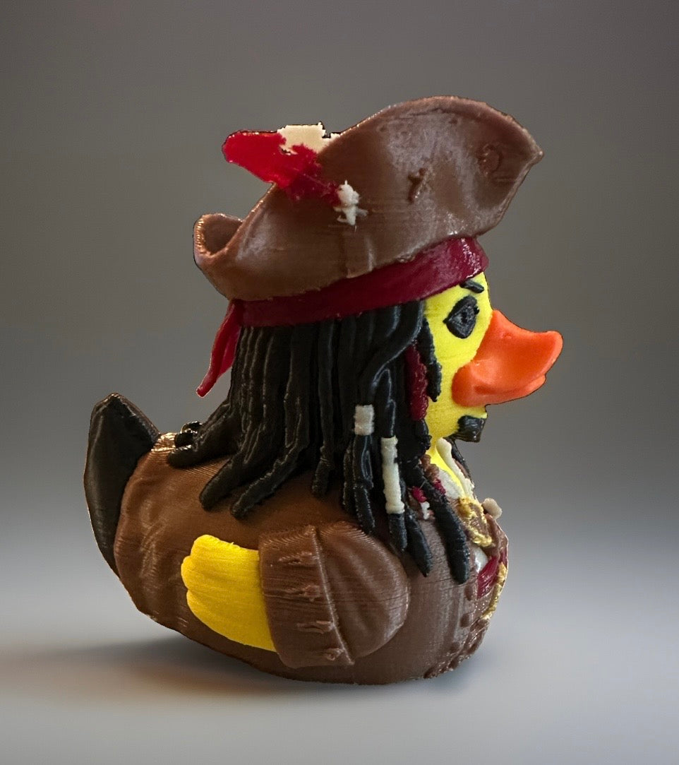 Pirates of the Caribbean Jack Sparrow 3D Printed Duck made by Reeds Rubber Ducks and Sensory Shop