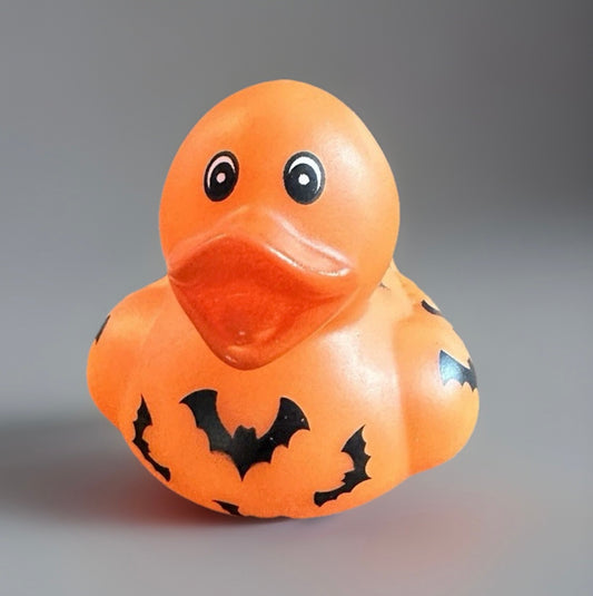 Orange Rubber Duck with Bats 2”