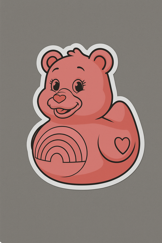 Cheer Bear Care Bear Rubber Duck Sticker by Reed’s Rubber Ducks.