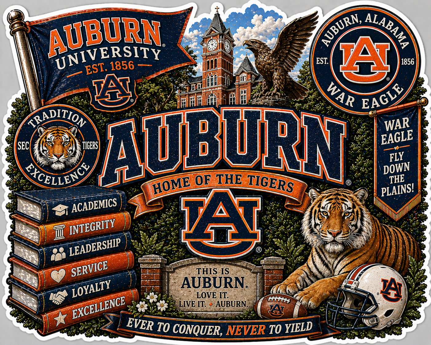 Auburn University Die-Cut Waterproof Vinyl Sticker by Reed’s Rubber Ducks
