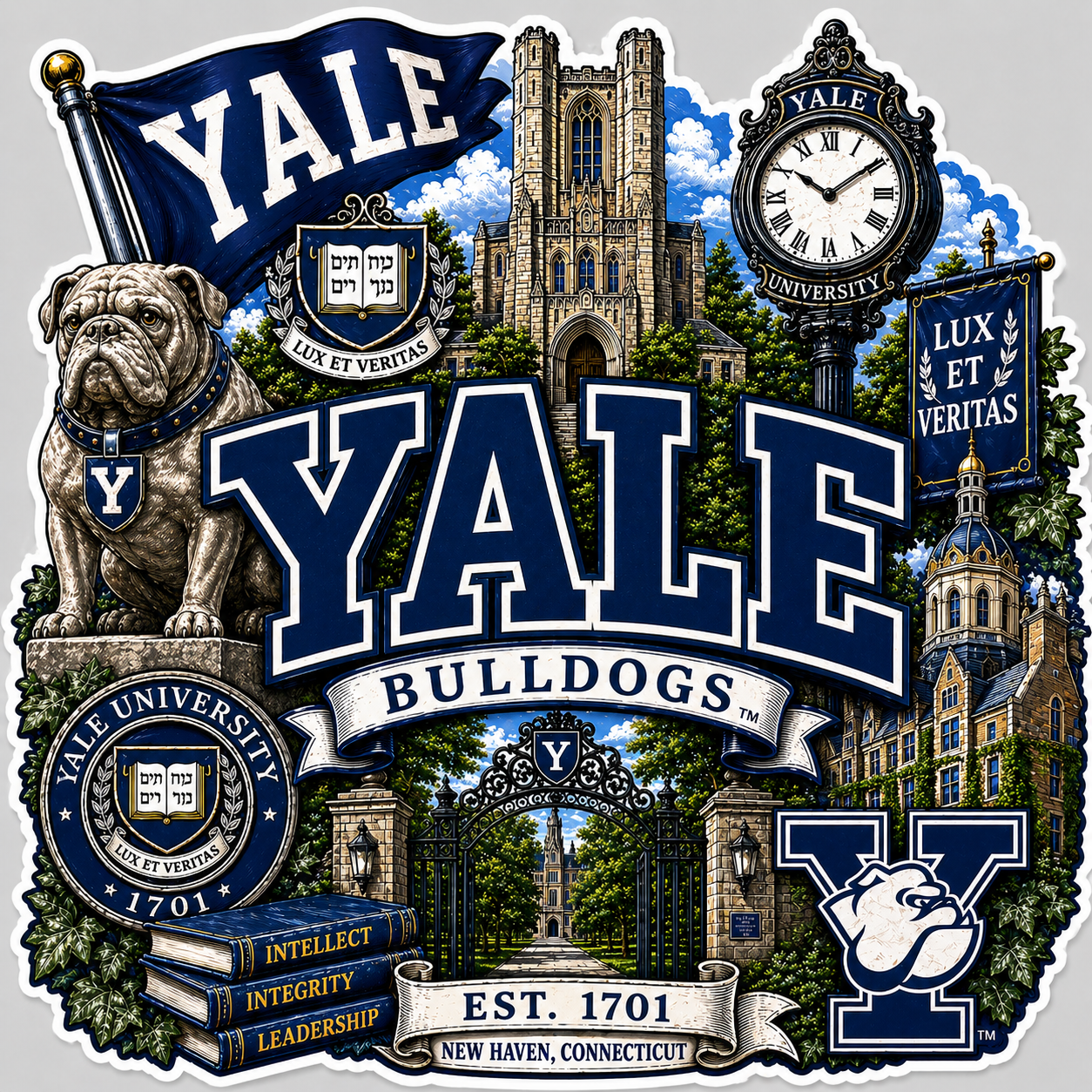 Yale Die-Cut Waterproof Vinyl Sticker by Reed’s Rubber Ducks