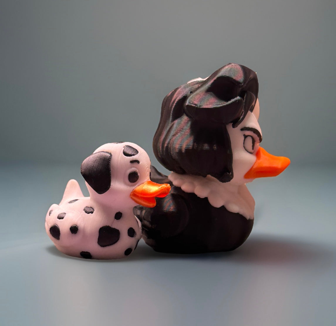 3D Printed Cruella Duck and Dalmatian by Reed’s Rubber Ducks
