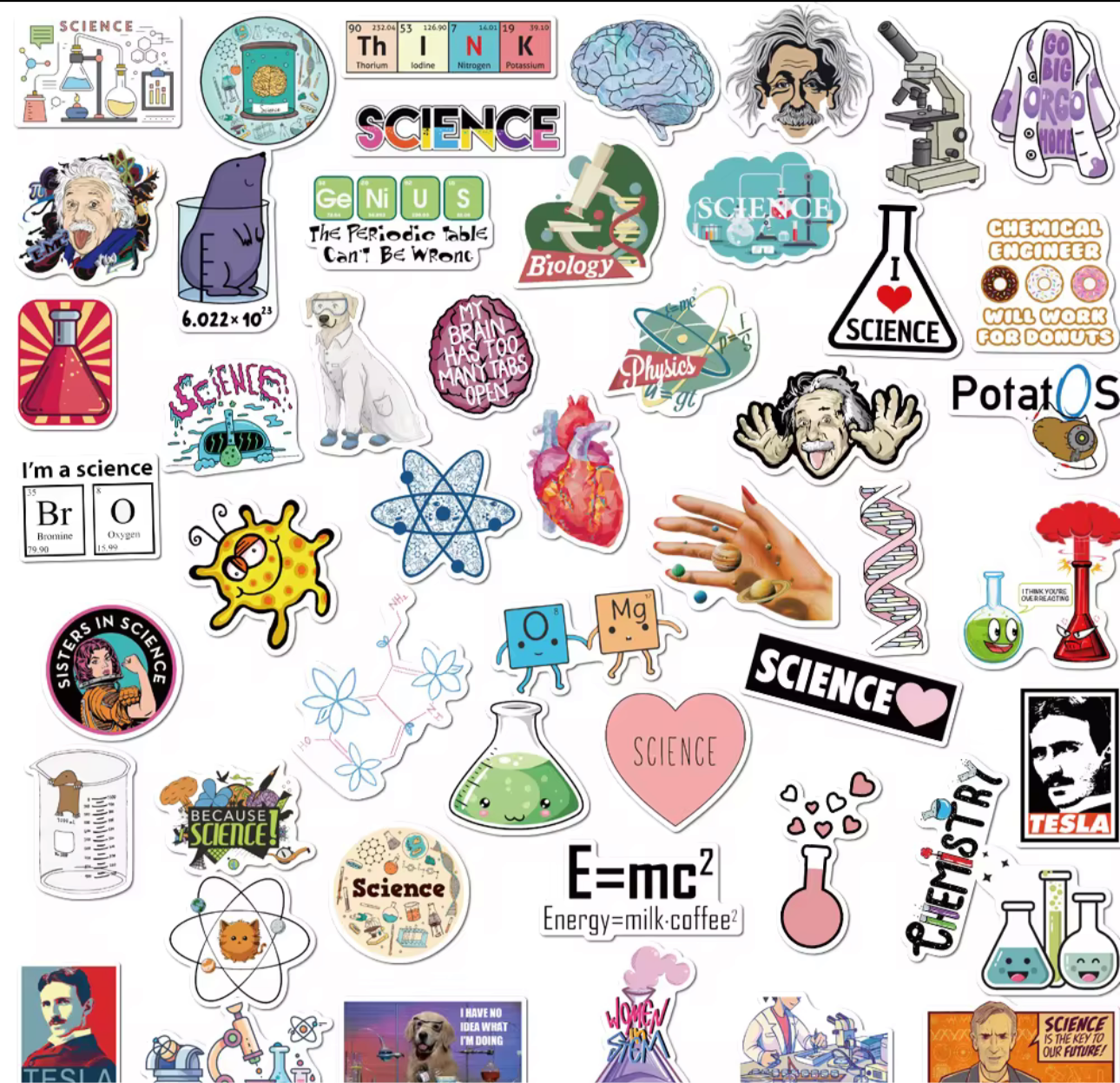 50Pcs  Science Laboratory Vinyl Stickers
