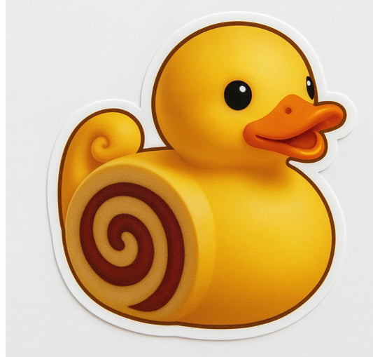 Cinnamon Roll Rubber Duck Sticker by Reed’s Rubber Ducks