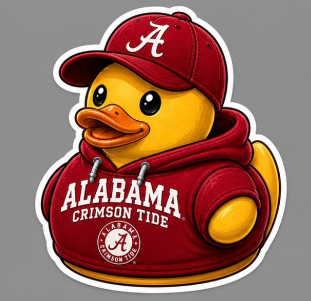 Alabama Crimson Tide Rubber Duck Sticker by Reed’s Rubber Ducks