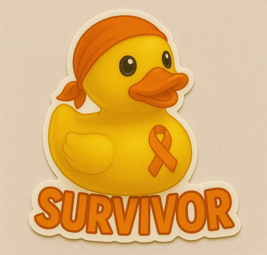 Kidney Cancer Survivor Rubber Duck Sticker by Reed’s Rubber Ducks-Pink Outfit