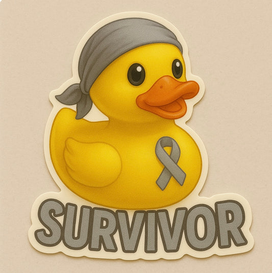 Brain Cancer Survivor Rubber Duck Sticker by Reed’s Rubber Ducks-Pink Outfit