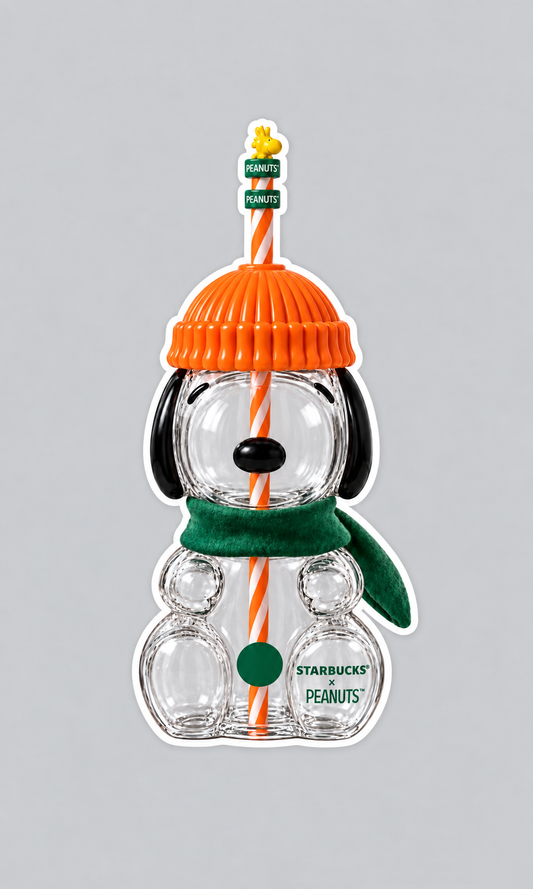 (Sticker) Starbucks x Peanuts Snoopy Tumbler with Straw Die-cut Vinyl Sticker