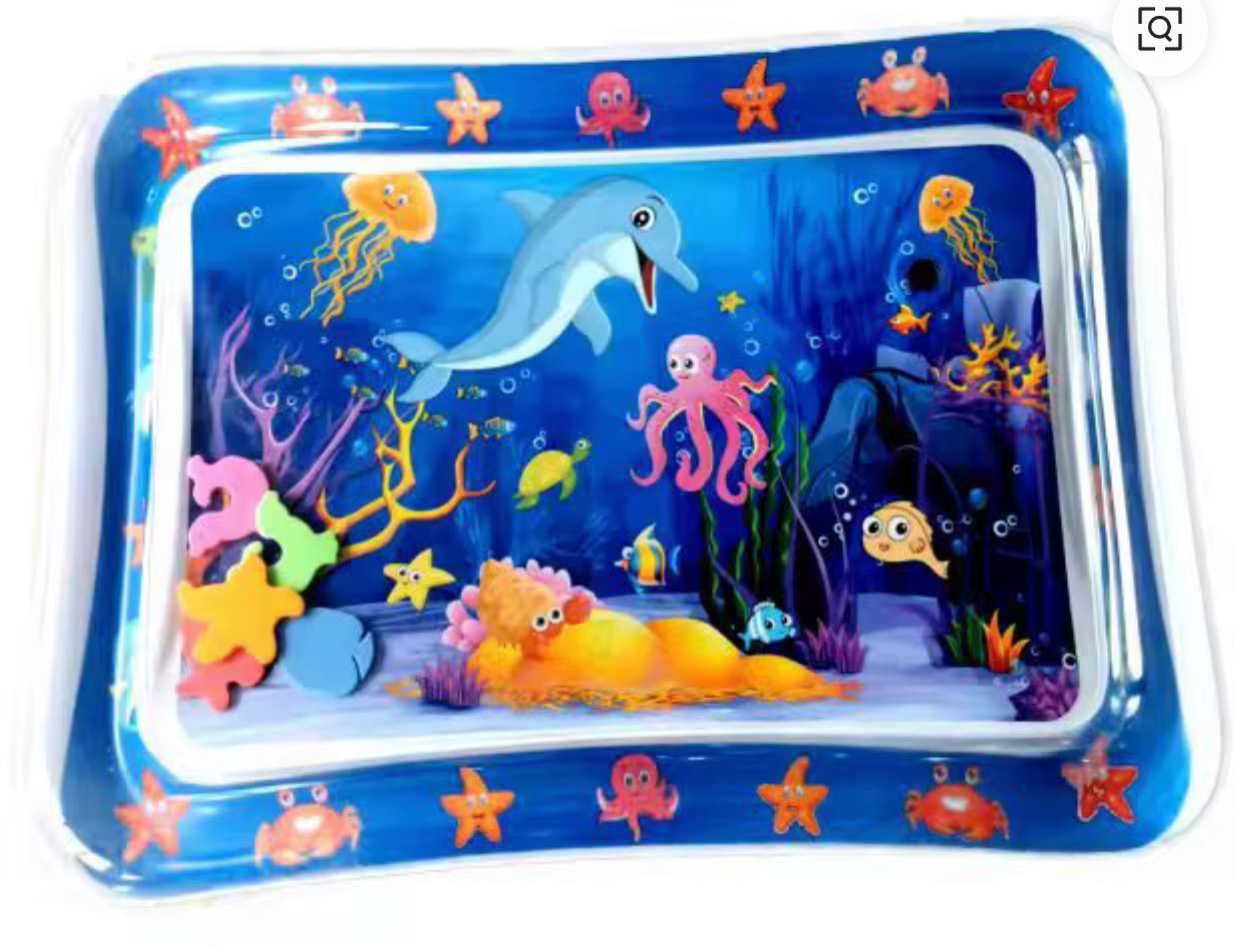 Reed’s Rubber Ducks and Sensory Shop baby tummy time water mat with colorful sea creatures and floating toys