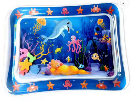 Reed’s Rubber Ducks and Sensory Shop baby tummy time water mat with colorful sea creatures and floating toys