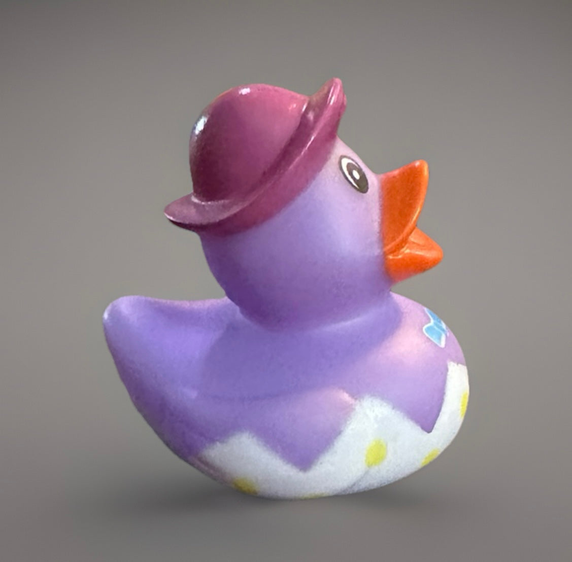 Purple Easter egg rubber duck gift with orange beak and purple hat from Reeds Rubber Ducks
