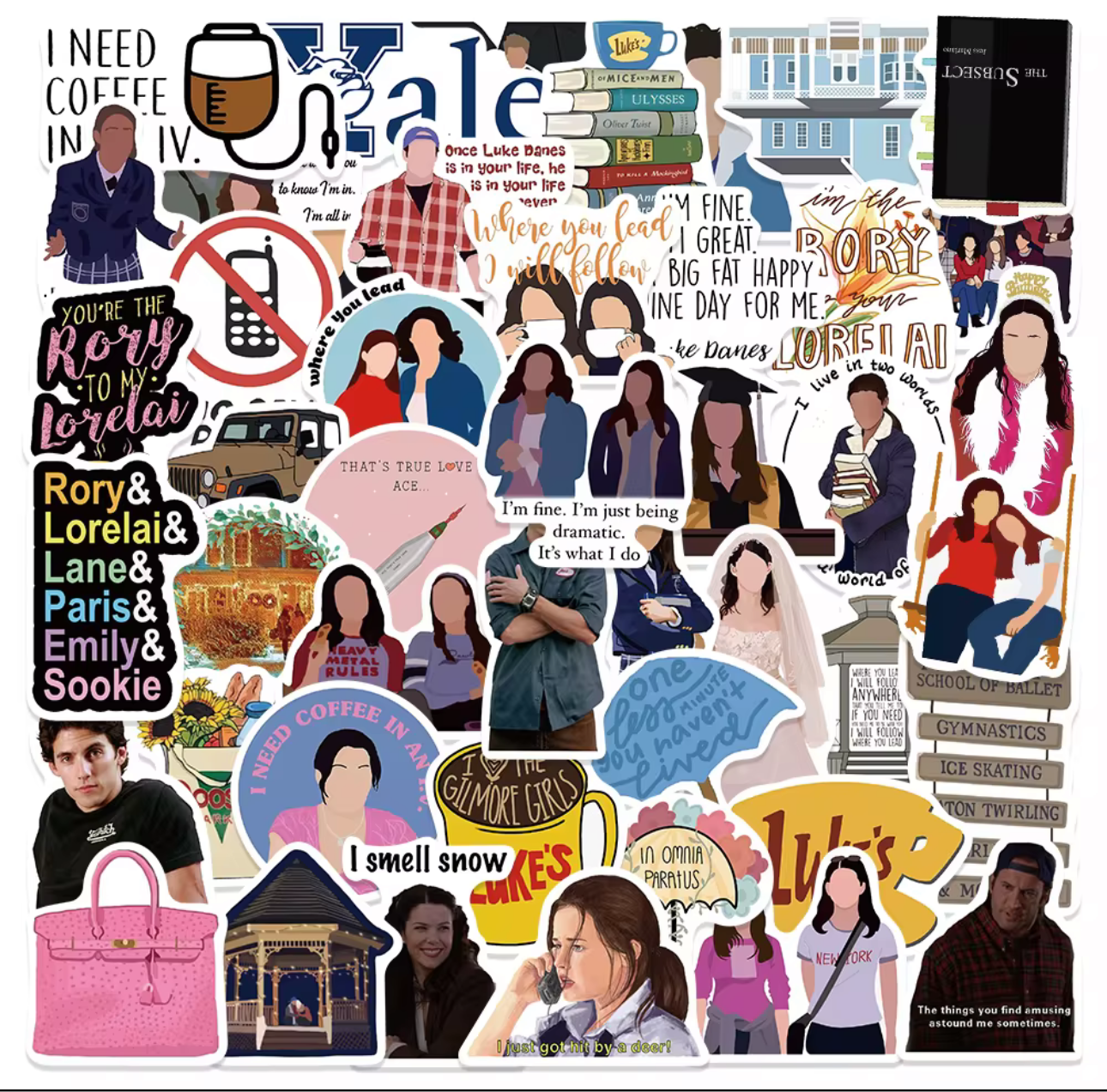 Gilmore Girls stickers featuring characters, quotes, and iconic references from the TV show