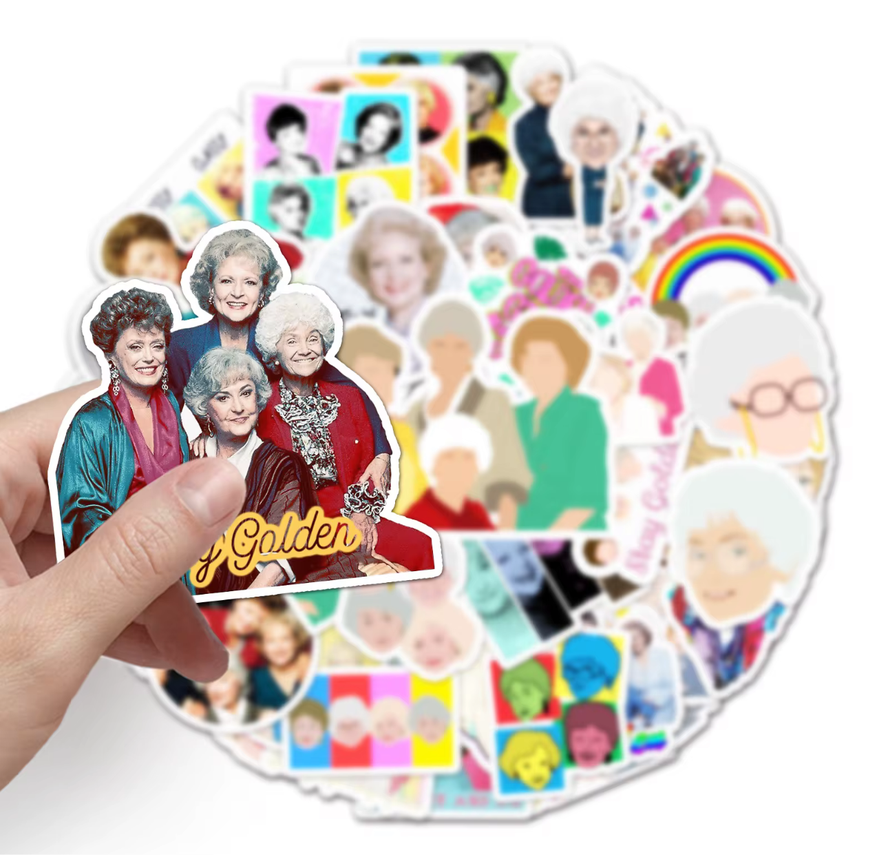 Golden Girls TV stickers set featuring colorful character designs from the classic TV show